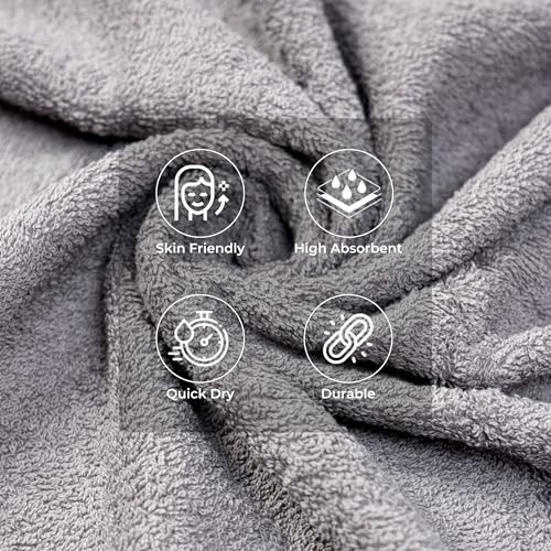 Image of Cotton Face Towel Pack of 4, 100% Cotton Towels, Soft Absorbent Small Gym Towel for Face, 400 GSM Quick Dry Bathroom & Travel Towels Men & Women, 30 x 30 cm, Teal & Grey