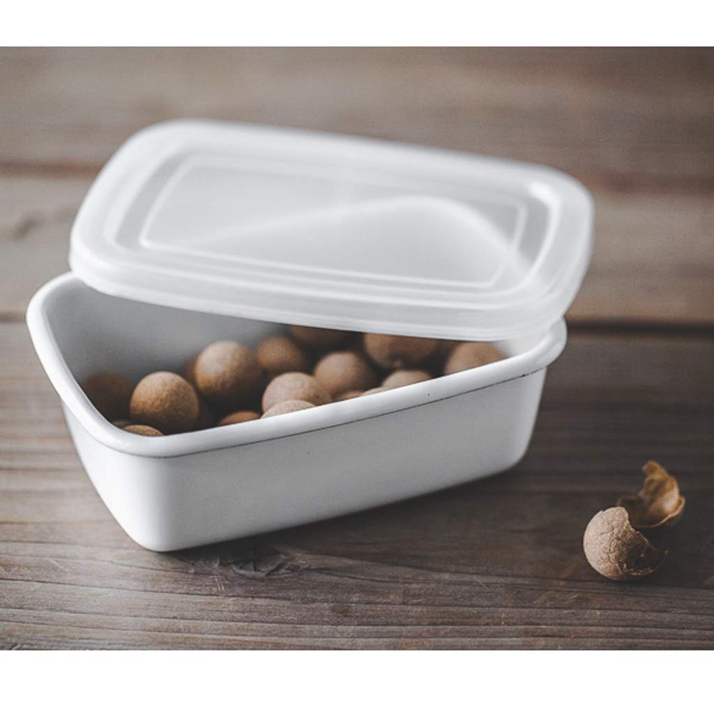 Butter Dishes Enamel Square Butter Box Simple White with Lid Butte