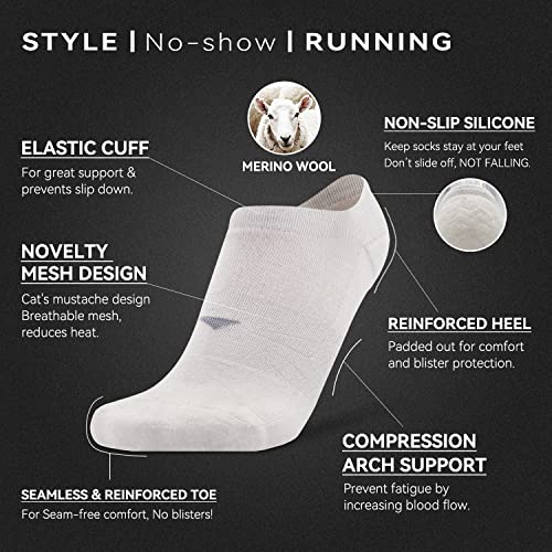 Socks Daze 3/6 Pack Womens No Show Athletic Merino Wool Running Socks Mens Low Cut Casual Invisible Thin Soft Sport Wool Sock2