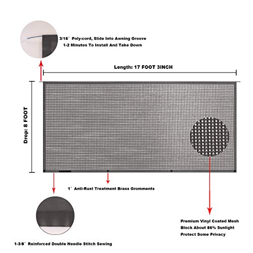Image of RV Awning Mesh Sun Shade Screen for Motorhome Camper Trailer Sunshade