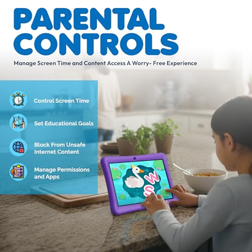 Image of Contixo 10 inch Android Kids Tablet 32GB - Includes Exclusive Games and Educational Apps, Parental Controls, Kid-Proof Case with Kickstand & Stylus - Purple