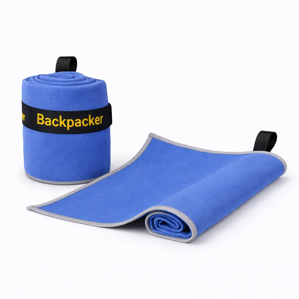 Backpacking Ultralight Quick Dry Microfiber Soft Fast Drying Hand and Face Towel Wash Cloth Camping Yoga Hiking Active Lifestyle Small (Blue, Small)