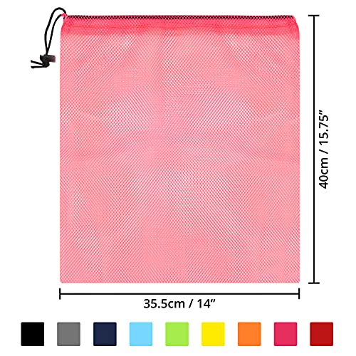 Belle Vous Veelkleurige Nylon Gaas Waszakken met Trekkoord (10 Stuks) - 35,5 x 40 cm - Zak met Koord voor Opslag, Reizen, Wassen, Sportuitrusting, Strand, Speelgoed, Golf en Zwemmen - Image 3