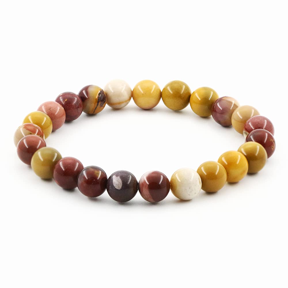 Clearain Natural Gemstones Bracelet 8mm Chakra Round Beads Energy Power Crystal Reiki Healing Elastic Stretch 7 Inch for Women Men Unisex