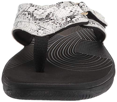 Clarks Women's Breeze Sea Flip-Flop, Black/White Snake Synthetic, 7 #TOP1