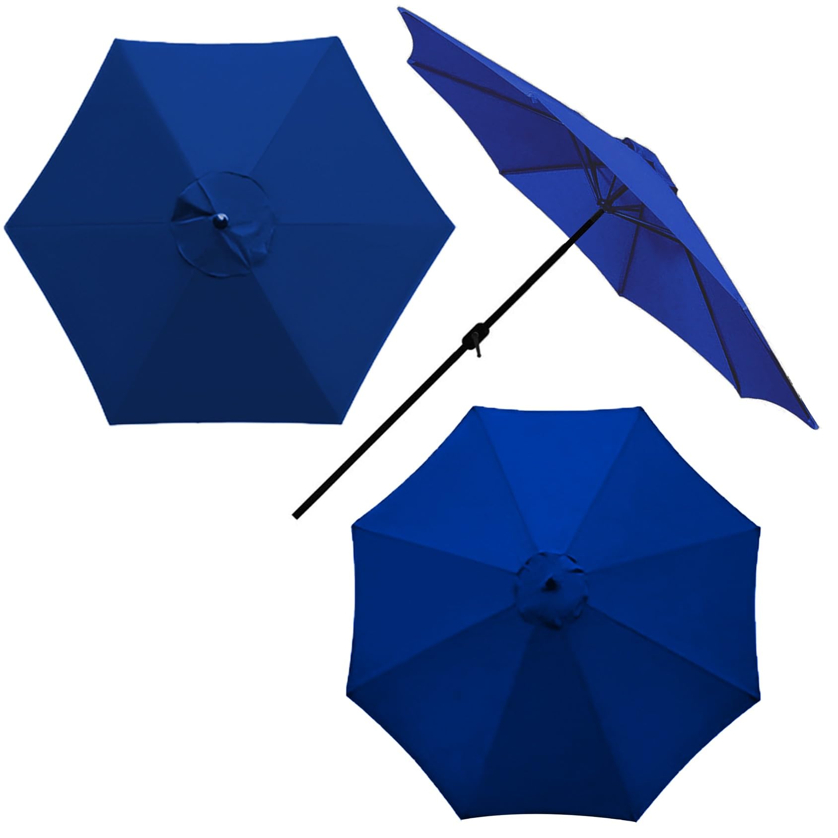 Umbrella Canopy Replacement?Garden Umbrella Replacement Cover?Replacement Canopy Fit Outdoor Garden, 2/2.3/2.5/2.7/3/3.50m, 6/8 Arm Replacement Fabric(Blue,6 ribs-300cm/9.8ft)