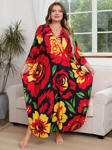 Image of Kaftan Dress for Women - Plus Size Caftan Maxi Beach Dress Moo Moos Loungewear, Swimsuit Cover Up for Beach, Pool or Vacation