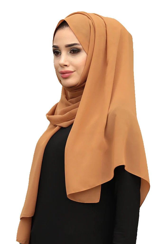 180X80 Chiffon Maxi Plain Scarf Hijab Sarong Shawl Large Wrap (Dark Tan)