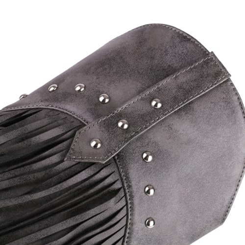 Image of KiutSymo Mid Calf Fringe Boots For Women Cowboy Pointed Toe Chunky Heels Cowgirl Western Tassel Boots
