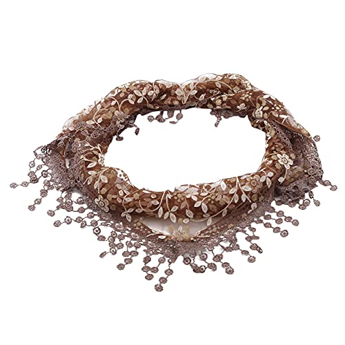 Essencedelight Womens Lace Scarf Crochet Floral Tassel Sheer Wrap Scarves Elegant Fringes Scarf Sheer Triangle Scarf Shawl