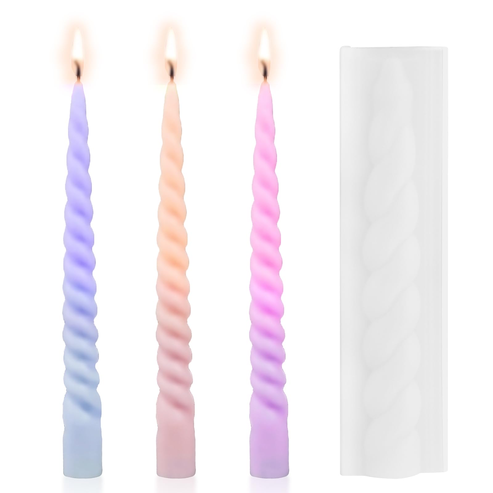 Candle Mould, Long Tall Spiral Taper Candle Moulds, Silicone 3D Spiral