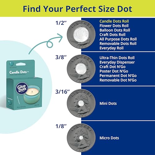 Image of Glue Dots, Candle Dots, Double-Sided, Permanent, 1 /2 inch, 300 Dots, Heat-Resistant Adhesive, DIY Candle-Making, Secure Candle-Wick, Liquid Hot Glue Alternative, Clear