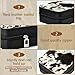 DEEKA Western Jewelry Box Case Real Leather Cow Print Cowhide Tooled Travel Jewelry Organizer Gifts Christmas Gifts for Women Country Girls Cowgirl Stuff Portable Travel Accessories -Black