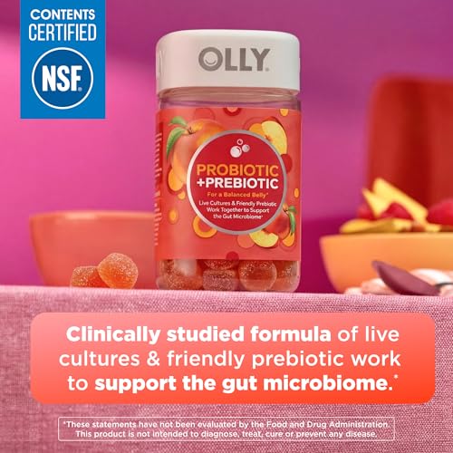Image of OLLY Probiotic + Prebiotic Gummy, 500 million CFUs, Peachy Peach - 60 Count