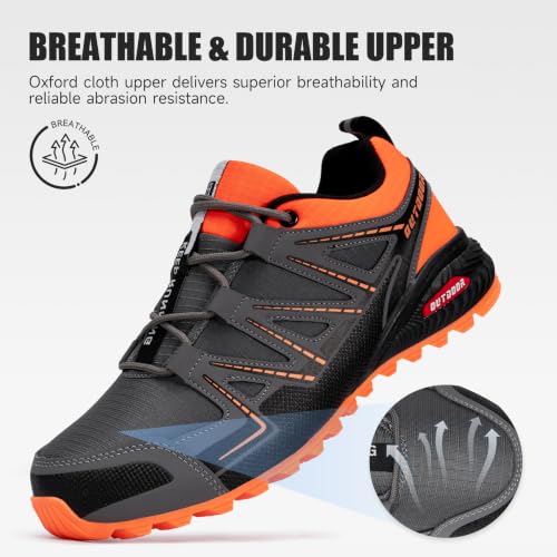 Image of Mens Trail Running Shoes Hiking Running Sneakers | Non Slip Outdoor Lightweight Breathable Walking Tennis Casual Comfortable Rubber Outsloe Lace Up Protective Upper