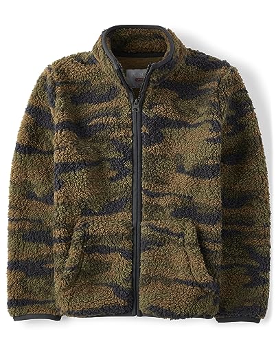 Image of The Children's Place boys Long Sleeve, Sherpa Lined, Zip-front Hoodie Sweatshirt
