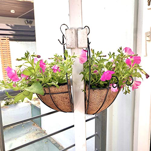 Wall Hanging Planter - 10 Inch, 2 Pack Hanging Baskets For Plants, Wall Planter With Coco Liner, Hanging Planters Indoor Outdoor, Wall Mounted Plant Holder, Flower Baskets For Outside Fence Rail Deck #TOP3