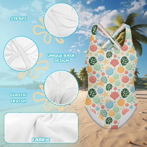 Image of Girls One Piece Swimsuit 3D Sequin Glitter Cross Back Quick Dry Sparkly Bathing Suit for Beach Pool 5-14Y
