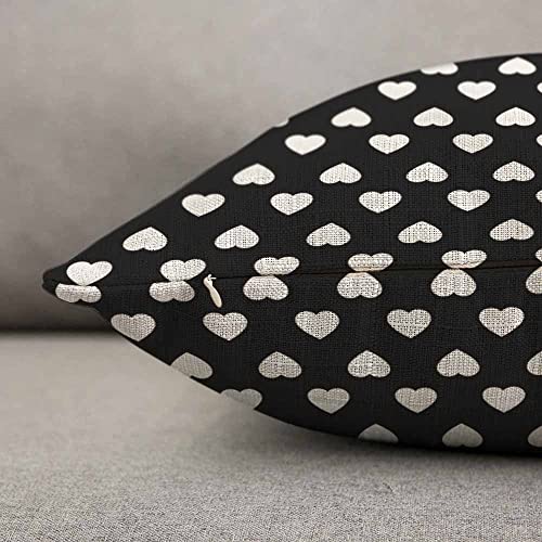 Tks Mitlan White Hearts Pillow Cover 12X20 Inch White Hearts Tile On Black Background Pillows Decorative Throw Pillows Farmhouse Decor For Home Cushion Case #TOP4