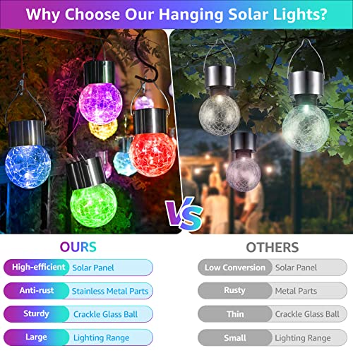 Maxvolador 12-Pack Hanging Solar Lights Outdoor, Decorative Cracked Glass Ball Light, Solar Powered Waterproof Globe Lighting With Handle For Garden, Yard,Patio,Tree,Holiday(Multicolor) #TOP3