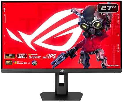 ASUS ROG Strix 27” 1440P HDR Gaming Monitor (XG27ACMES) – QHD (2560x1440), 255Hz, 0.3ms, Fast IPS, Extreme Low Motion Blur Sync, G-SYNC Compatible, DisplayWidget, Tripod Hole, Gaming AI, 3 yr warranty: image 1 of 8