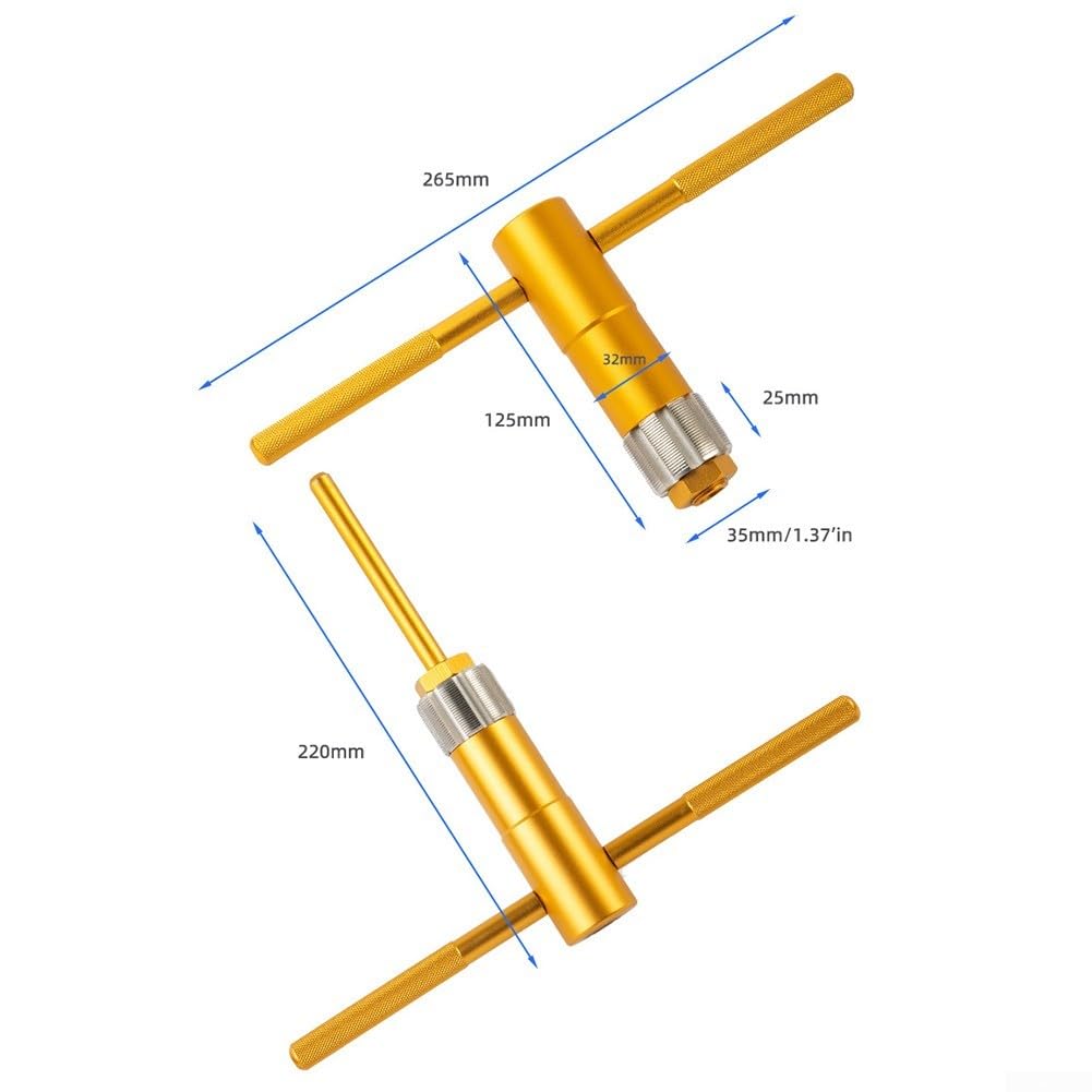 Fahrrad Tretlager Gewindeschneidwerkzeug BC1.37x24 Gewinde-Reparatur-Set für Stahlrahmen – 8 Rillen HSS Fahrrad Wartung Kit Gelb 800g
