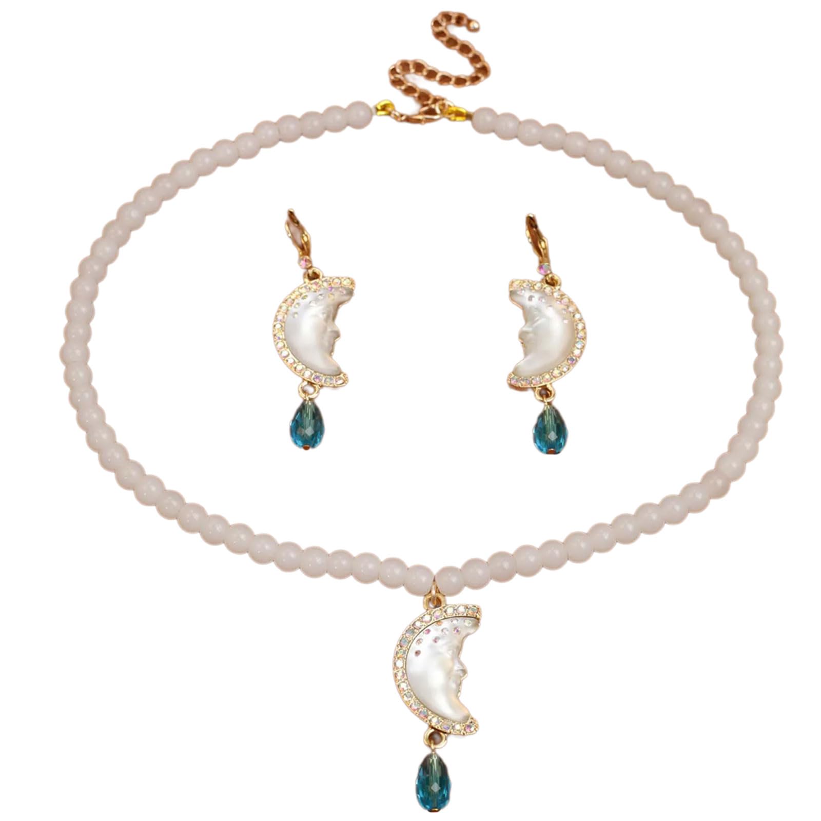 Juego de accesorios de perlas con acabado brillante y pendientes a juego 8