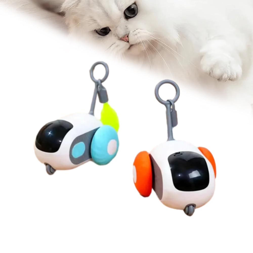 BOSONS Cat Tail 2.0 - Juguete para gatos interactivo Turbo Tail 2.0 con plumas, control remoto, juguetes de caza para gatos en movimiento, coche de juguete inteligente para gatos, juguete eléctrico