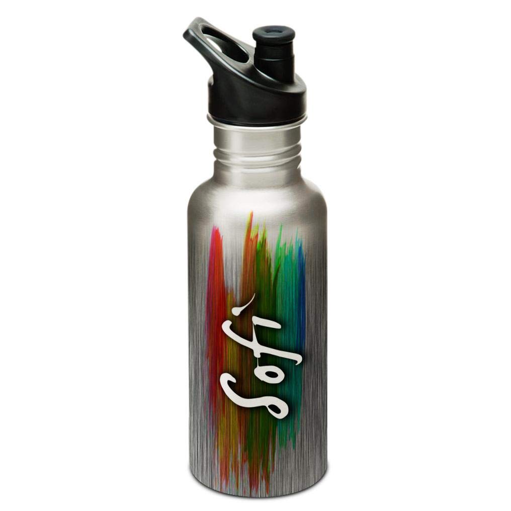 Hot Muggs® "Sofi" Me PaintBrush Stainless Steel Sports Cap Water Bottle, 600ml