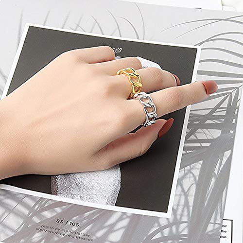 YBMYCM 3-10Pcs Dome Rings Set Chunky Gold Ring for Women Men 14k Gold Plated Thick Adjustable Statement Ring Gold/Silver4