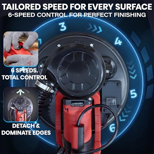 Image of IBELL IBL LS25-85 Drywall Sander 1000W Long Handle 9 inch /215mm Wall Sanding with Auto Dust Vacuum System, Foldable & Extendable Handle, 900-1800 RPM Variable Speed Ceiling Sander - 6 Months Warranty