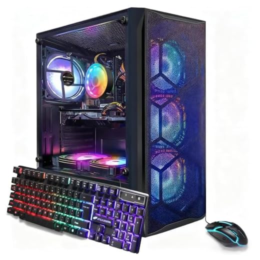 STGAubron Gaming Desktop PC Computer, Intel Core I7 3.4 GHz up to 3.9 GHz, Radeon RX 580 8G GDDR5, 16G RAM, 512G SSD, WiFi, Bluetooth 5.0, RGB Fanx6, RGB Mouse Pad, RGB BT Sound Bar, Windows 10 Home