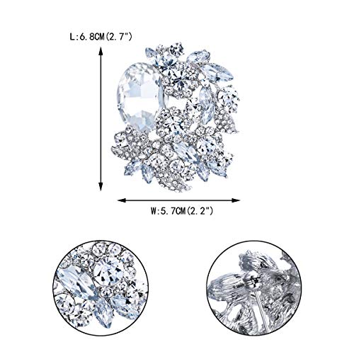 Image of EVER FAITH Rhinestone Crystal Party Flower Leaf Vine Brooch