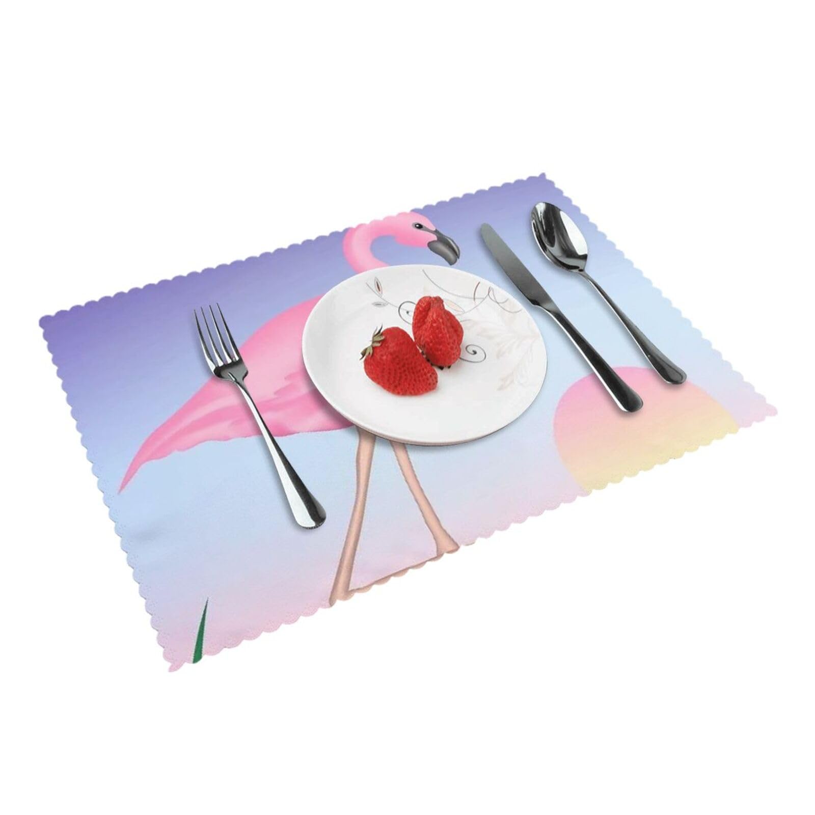 Pink Flamingo Printed Placemats Set of 4 PCS Washable Placemat for Kitchen Table Heat-resistant Table Mats 45x30 CM