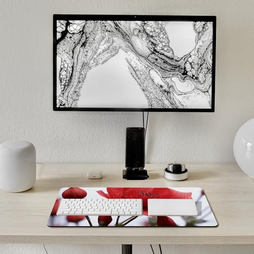 Tapis de souris de grande taille antidérapant imperméable bureau fleurs rouges - 7