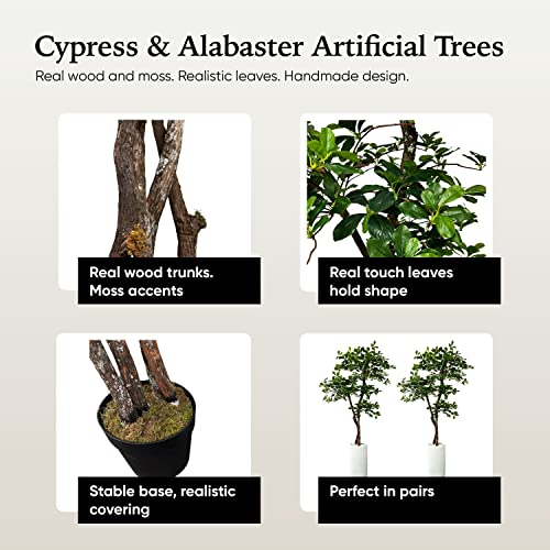 Hand-Made Italian Black Olive Leaf 5.5' Artificial Tree, Green, Cypress & Alabaster #TOP7