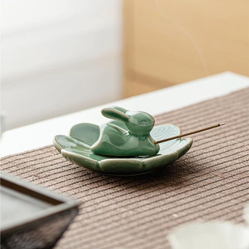 Porta incenso Celadon Buddha Porta incenso in ceramica per tè ornamenti per animali domestici bruciatore per aromaterapia moderna decorazione da scrivania decorazione spa