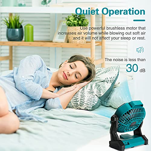 Conbola Portable Battery Operated Fan With Led Lantern, 10400Mah Outdoor Small Rechargeable Quiet Camping Fan, Personal Desk Fan Cooling Table Fan With Hanging Hook For Tent,Bedroom, Office(Green) #TOP3