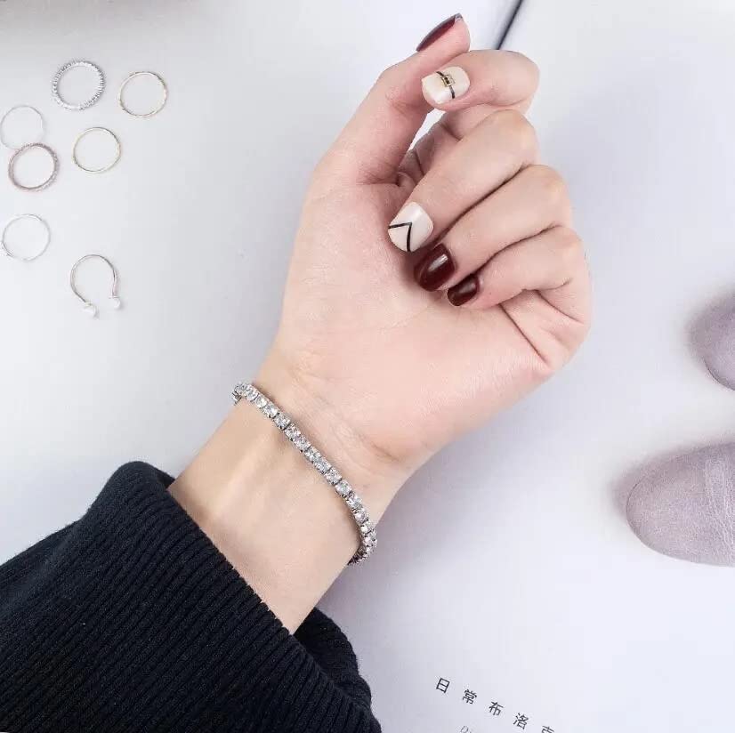 Pulsera de moissanite simulada QYYZTHX con brillo de alta joyería 5