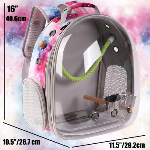 Galaxy Pink Bird Carrier Backpack with Perch - Bubble Backpack for Birds Conures, Budgies and Small ParrotsIdeal Ideal for Vet and Outdoor Adventures(Galaxy Blue, Large) - Image 3