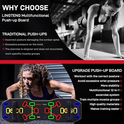 image for AERLANG Push Up Board, Foldable 10 in 1 Push Up Bar with Resistance Ba