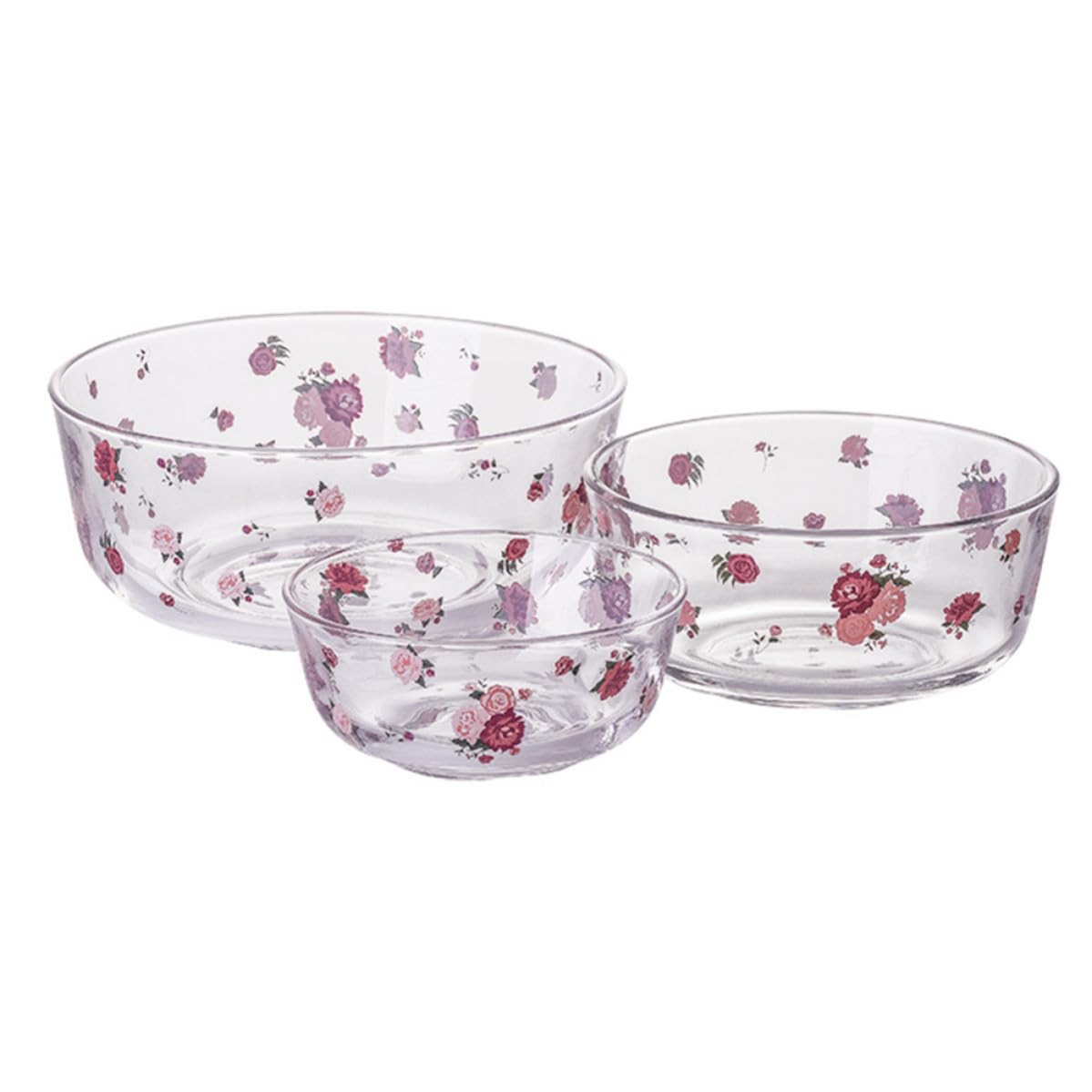 VOSAREA 3 Pièces Bol en Verre pour Salade, Riz et Dessert, Surface Lisse