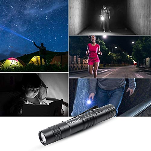 RISEMART Super Small Mini Flashlight AAA CREE XPE-R3 100 Lumens Ultra Bright LED Pen light Pocket Clip Tactical Torch Lamp (3.5inch 2pack) - Thumbnail 5