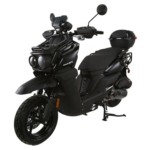 HHH Upgraded Tank 200 EFI Scooter TANK 200 Motorcycle 200cc Motorcycle Scooter Street Bike Fully Automatic with Matching rear trunk ( Black)