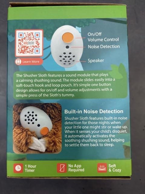 Miniatura 11 de Baby Shusher Shusher Sloth - Juguete calmante para bebé para dormir, chupete activado por llanto, animal de peluche para bebés y niños, sonidos de