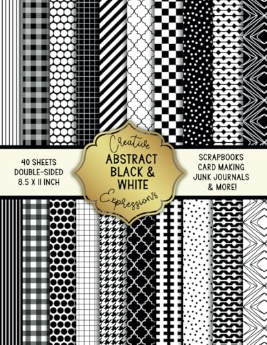 Abstract Black And White Patterned Double-Sided Craft Paper, 8.5