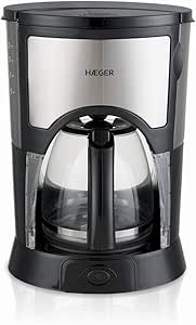HAEGER KOPI - Cafetera Eléctrica, Capacidad 12 Tazas, 800W de Potencia, Placa calentado para Mantener el Calor, Indicador de Nivel de Agua, Sistema Anti-Goteo, Jarra de Vidrio con Tapa articulada0