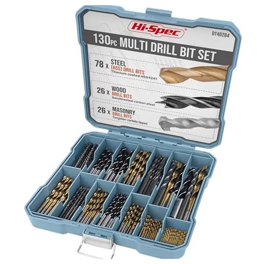 Hi-Spec 130 tlg. Bohrer Set. Bit Set in 8 Größen von 1mm bis 10mm. HSS-Titan-, Mauerwerks- und Brad-Point-Bitsatz für Metall, Holz, Kunststoff, Ziegel und Beton. Bit Satz in einem Aufbewahrungskoffer