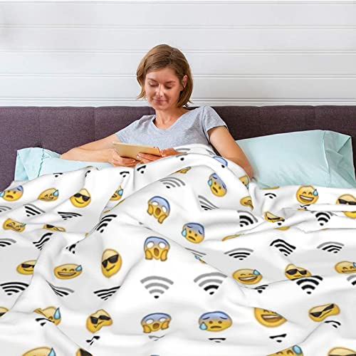 Couverture de canapé émoticones et WiFi double couche douce pour lit - 7