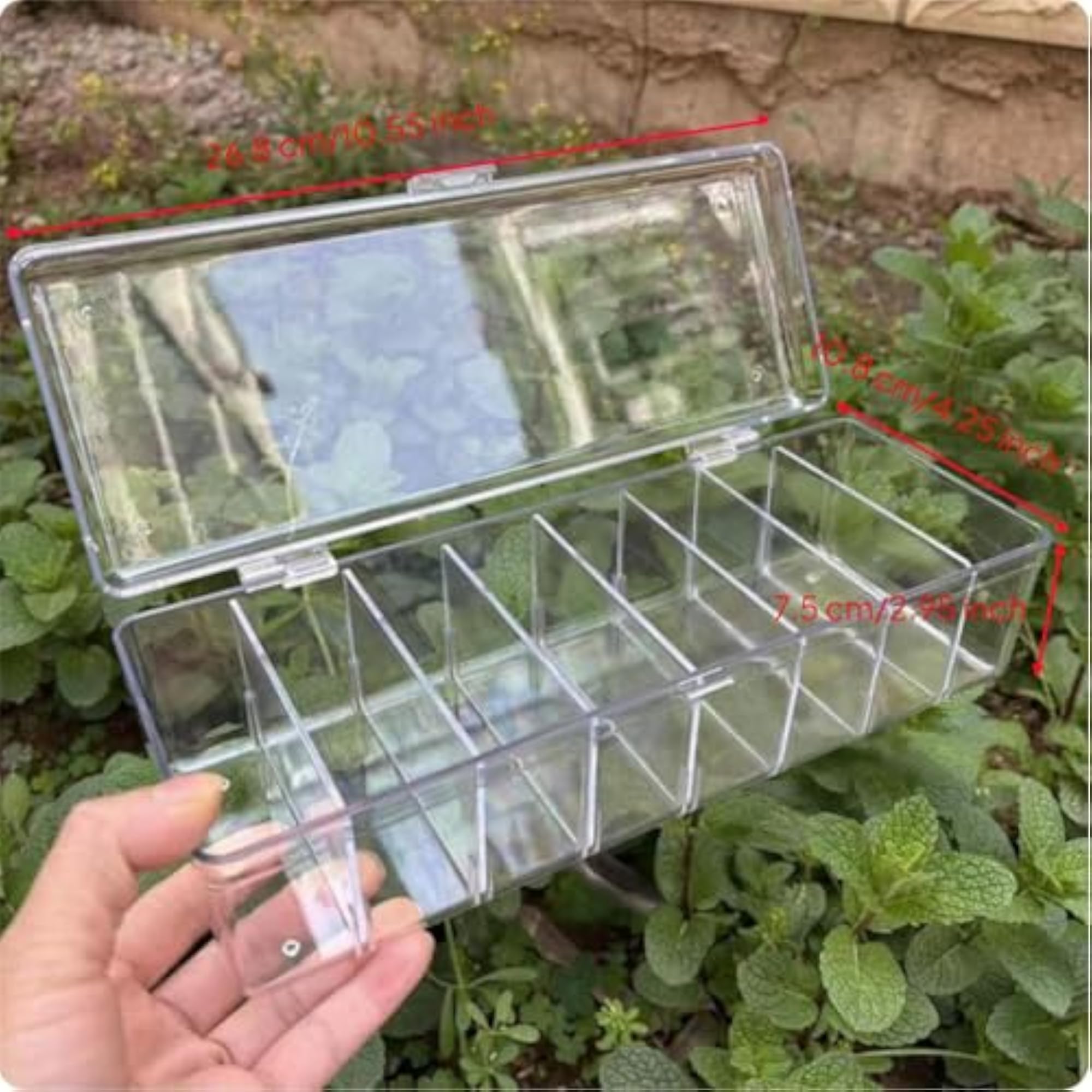 Clear Drawer Storage Box, 8 Adjustable Compartments